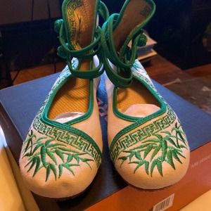 New Chinese Shoes With Bamboo Embroidery 8.5 lovely geisha Spring! Bohemian